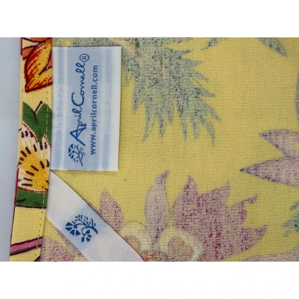 April Cornell Floral Cotton Table Runner Yellow Pink Orange Green 72x13 Boho